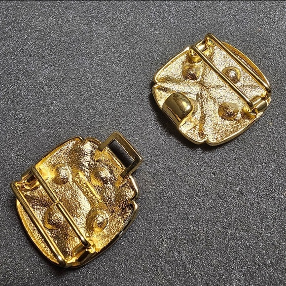 Vintage Douglass Paquette Double Square Gold Tone Jeweld Ornate Belt Buckle - Picture 9 of 12